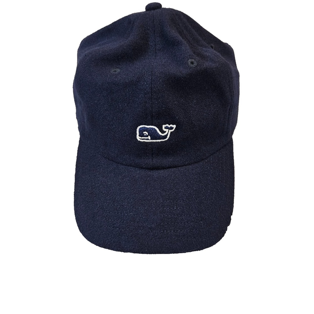 Vineyard Vines Women's Whale Baseball Cap Hat Navy Wool Blend‎ Gingham Lining